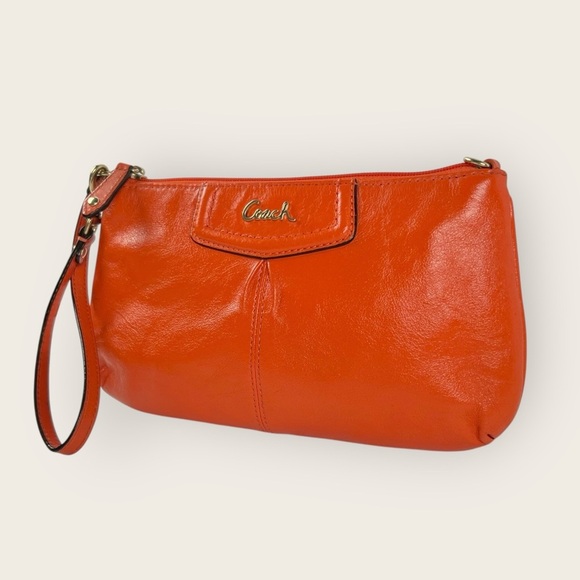 Coach Large Orange Ashley Leather Wristlet - Picture 3 of 10